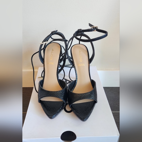 Black Aldo Strappy Heels - Size 5 - Picture 1 of 3